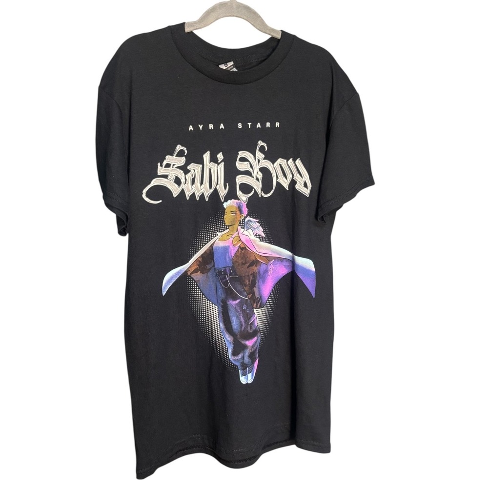 Y2K Street Pop Music Core Ayra Starr "Sabi‎ Boy" Graphic T-Shirt Cotton  Small